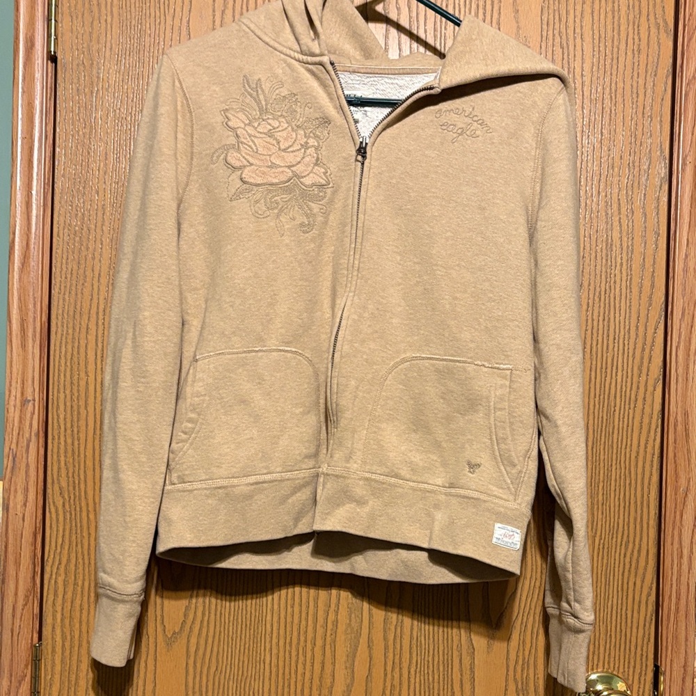 American Eagle Outfitters Tan Hoodie Jacket
